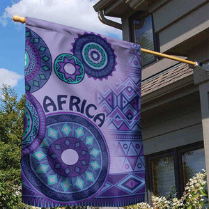 Afro Tribal Traditional Pattern Garden Flag Purple Motif