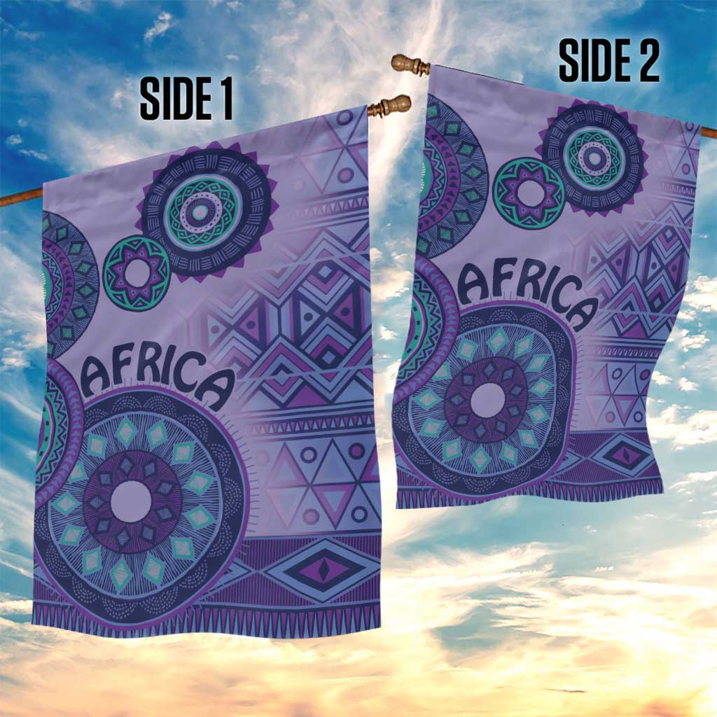Afro Tribal Traditional Pattern Garden Flag Purple Motif