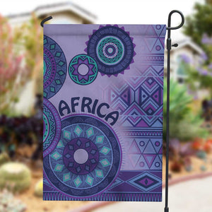 Afro Tribal Traditional Pattern Garden Flag Purple Motif