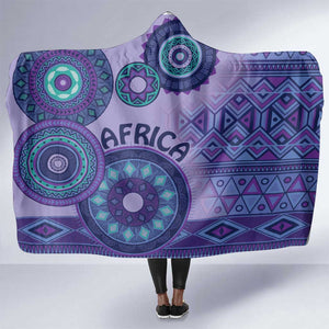 Afro Tribal Traditional Pattern Hooded Blanket Purple Motif