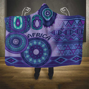 Afro Tribal Traditional Pattern Hooded Blanket Purple Motif