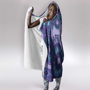 Afro Tribal Traditional Pattern Hooded Blanket Purple Motif