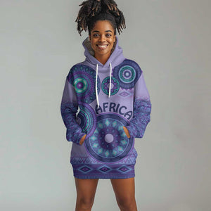 Afro Tribal Traditional Pattern Hoodie Dress Purple Motif