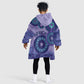 Afro Tribal Traditional Pattern KId Wearable Blanket Hoodie Purple Motif