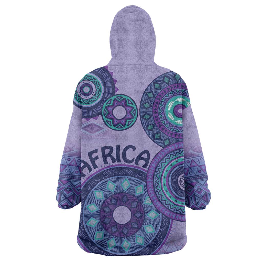 Afro Tribal Traditional Pattern KId Wearable Blanket Hoodie Purple Motif
