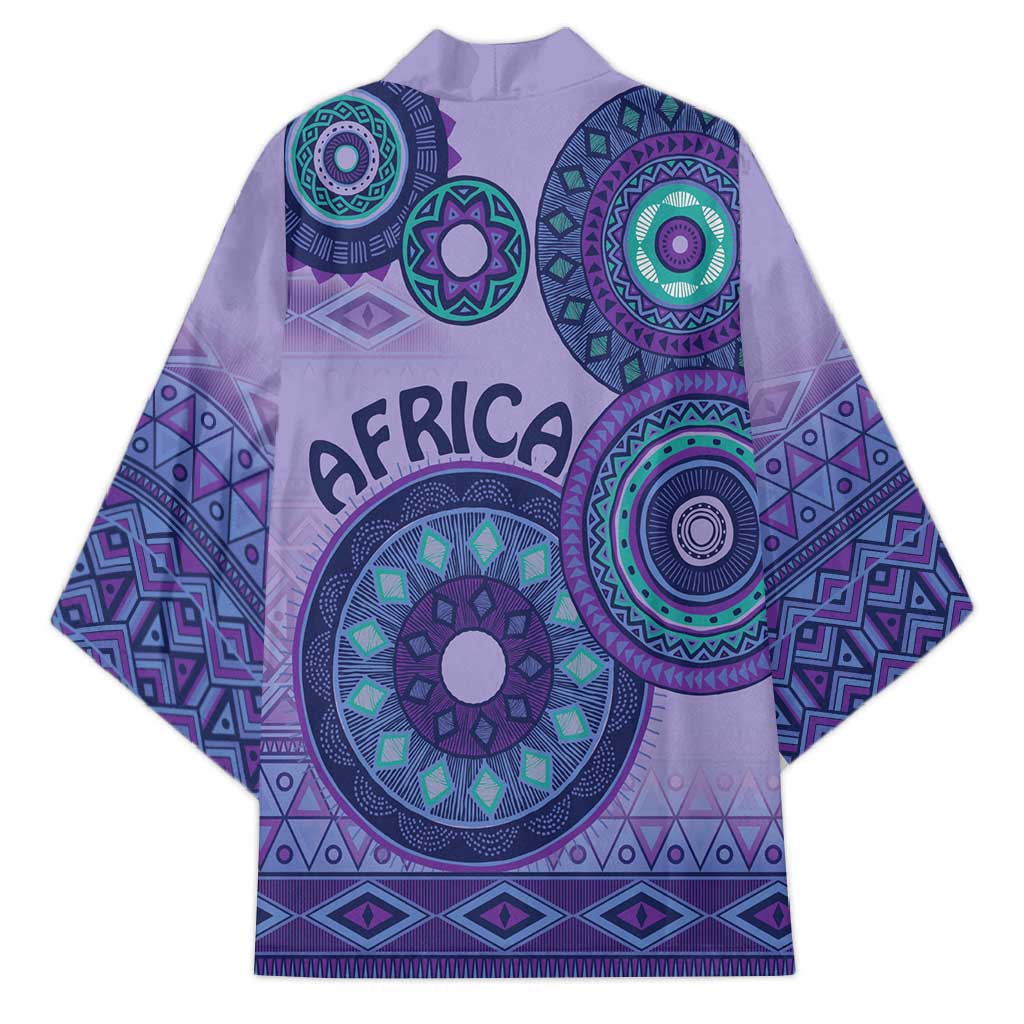 Africa Tribal Traditional Pattern Kimono Purple Motif
