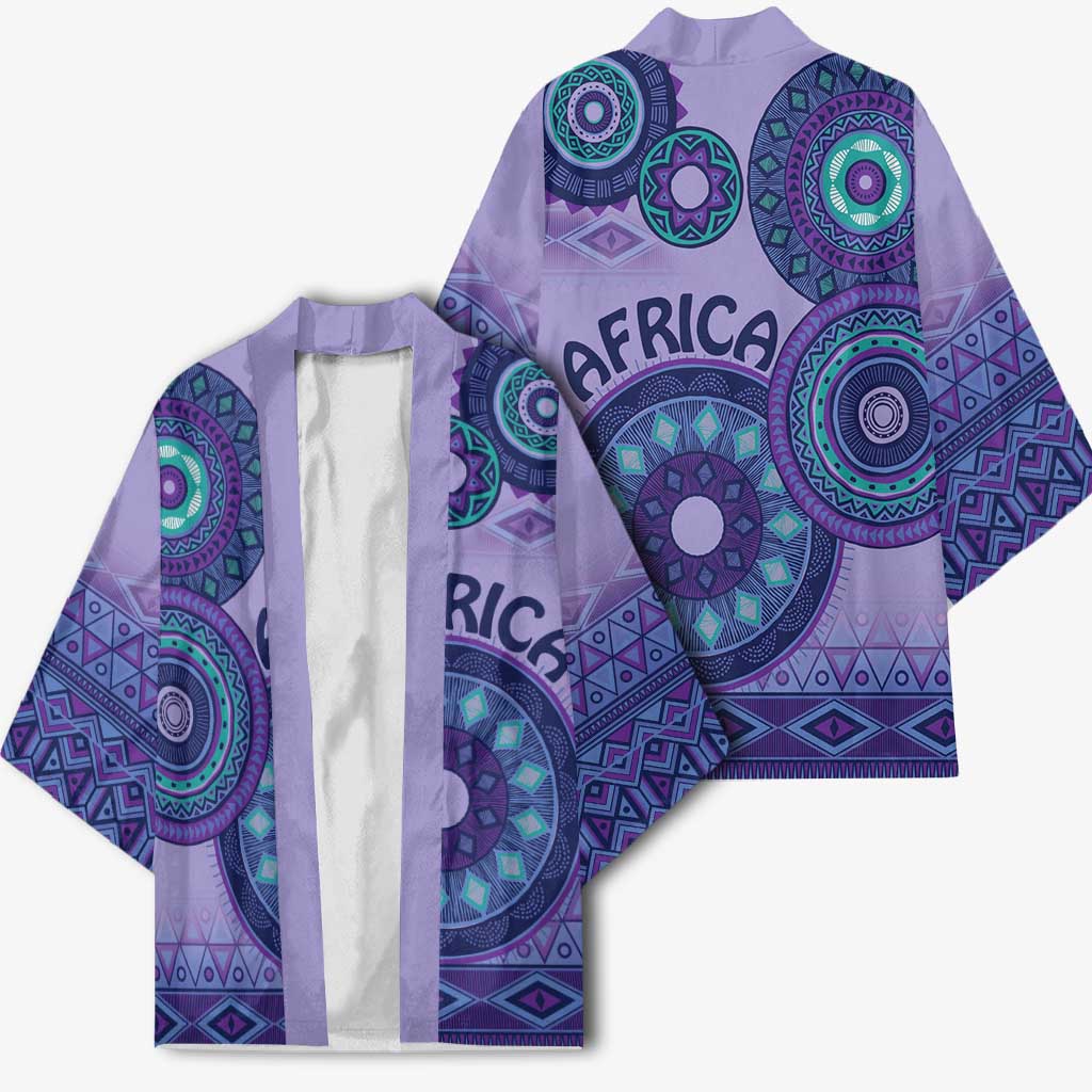 Africa Tribal Traditional Pattern Kimono Purple Motif
