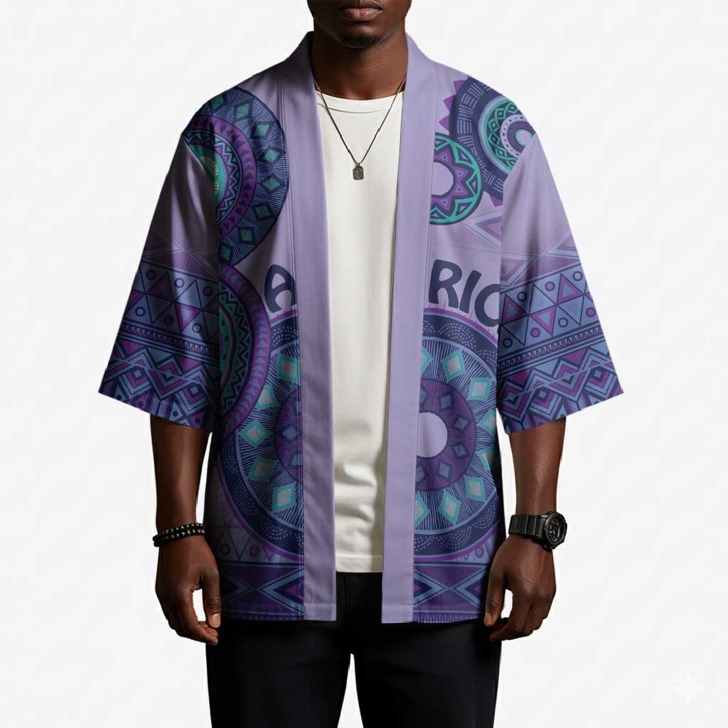 Africa Tribal Traditional Pattern Kimono Purple Motif