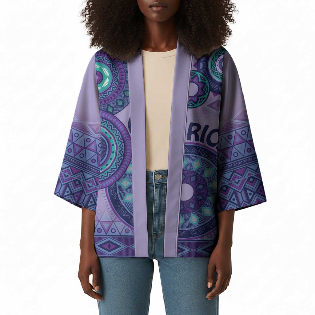 Africa Tribal Traditional Pattern Kimono Purple Motif