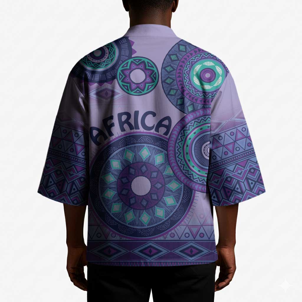 Africa Tribal Traditional Pattern Kimono Purple Motif