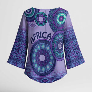 Africa Tribal Traditional Pattern Kimono Sleeve Blouse Purple Motif