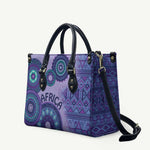 Africa Tribal Traditional Pattern Leather Bag Purple Motif