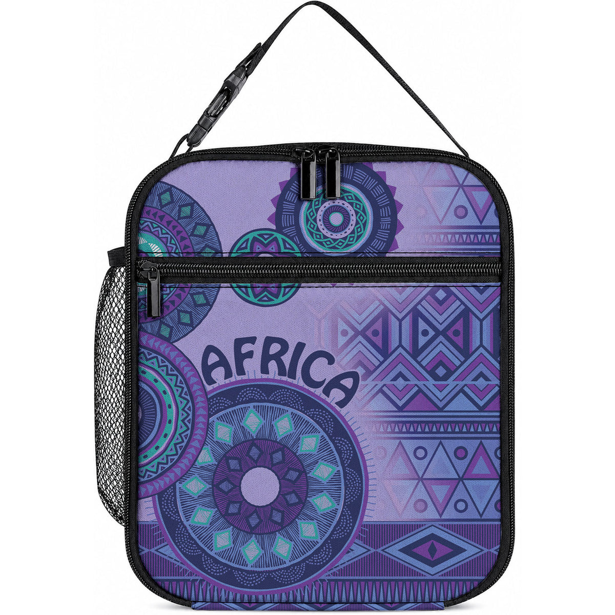 Africa Tribal Traditional Pattern Lunch Bag Purple Motif