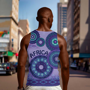 Afro Tribal Traditional Pattern Men Tank Top Purple Motif