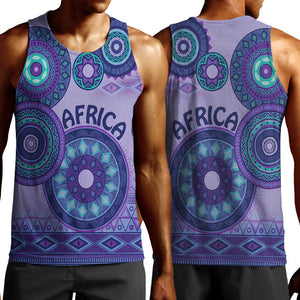 Afro Tribal Traditional Pattern Men Tank Top Purple Motif