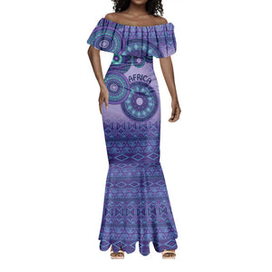 Afro Tribal Traditional Pattern Mermaid Dress Purple Motif