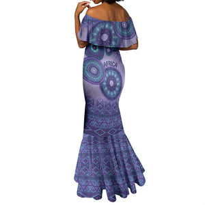 Afro Tribal Traditional Pattern Mermaid Dress Purple Motif