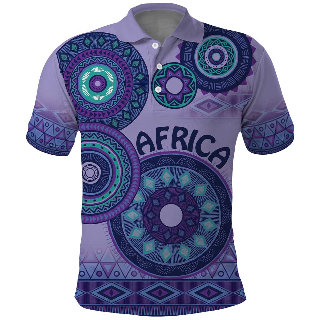 Afro Tribal Traditional Pattern Polo Shirt Purple Motif