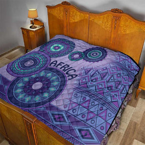 Afro Tribal Traditional Pattern Quilt Purple Motif