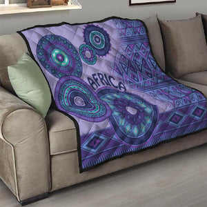 Afro Tribal Traditional Pattern Quilt Purple Motif