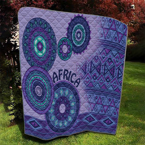 Afro Tribal Traditional Pattern Quilt Purple Motif