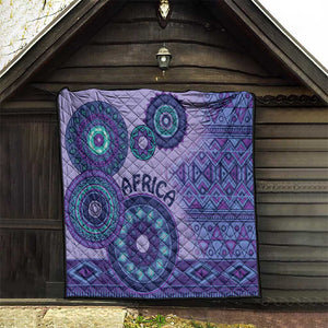 Afro Tribal Traditional Pattern Quilt Purple Motif