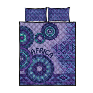 Afro Tribal Traditional Pattern Quilt Bed Set Purple Motif