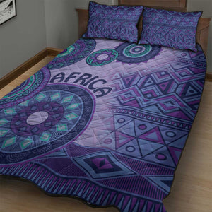 Afro Tribal Traditional Pattern Quilt Bed Set Purple Motif