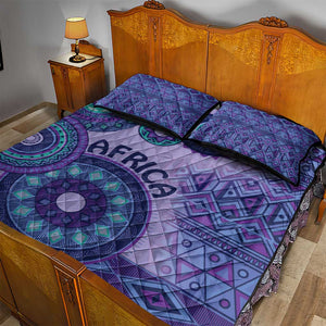 Afro Tribal Traditional Pattern Quilt Bed Set Purple Motif