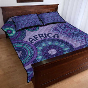 Afro Tribal Traditional Pattern Quilt Bed Set Purple Motif