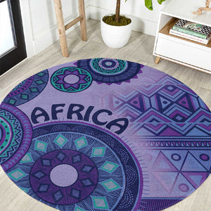 Afro Tribal Traditional Pattern Round Carpet Purple Motif