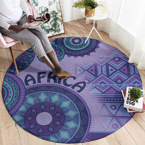 Afro Tribal Traditional Pattern Round Carpet Purple Motif