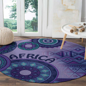 Afro Tribal Traditional Pattern Round Carpet Purple Motif