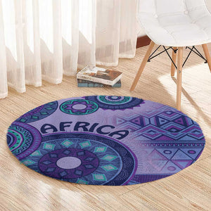 Afro Tribal Traditional Pattern Round Carpet Purple Motif