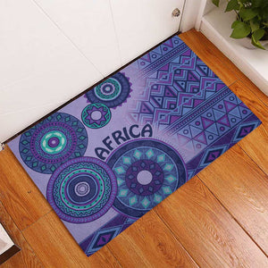 Afro Tribal Traditional Pattern Rubber Doormat Purple Motif