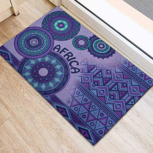 Afro Tribal Traditional Pattern Rubber Doormat Purple Motif