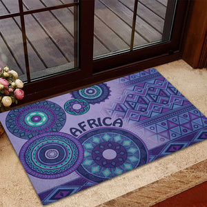 Afro Tribal Traditional Pattern Rubber Doormat Purple Motif