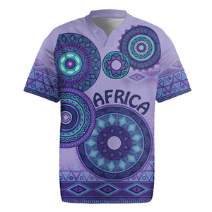 Afro Tribal Traditional Pattern Rugby Jersey Purple Motif