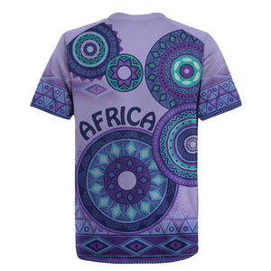 Afro Tribal Traditional Pattern Rugby Jersey Purple Motif