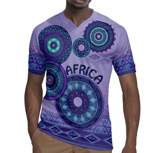 Afro Tribal Traditional Pattern Rugby Jersey Purple Motif