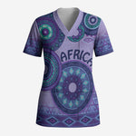 Africa Tribal Traditional Pattern Scrub Top Purple Motif