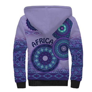 Afro Tribal Traditional Pattern Sherpa Hoodie Purple Motif