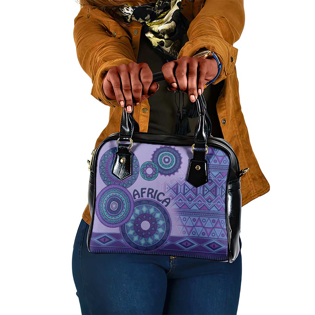 Afro Tribal Traditional Pattern Shoulder Handbag Purple Motif