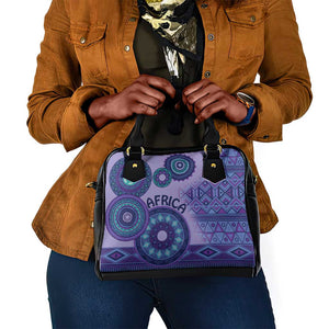 Afro Tribal Traditional Pattern Shoulder Handbag Purple Motif