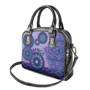 Afro Tribal Traditional Pattern Shoulder Handbag Purple Motif