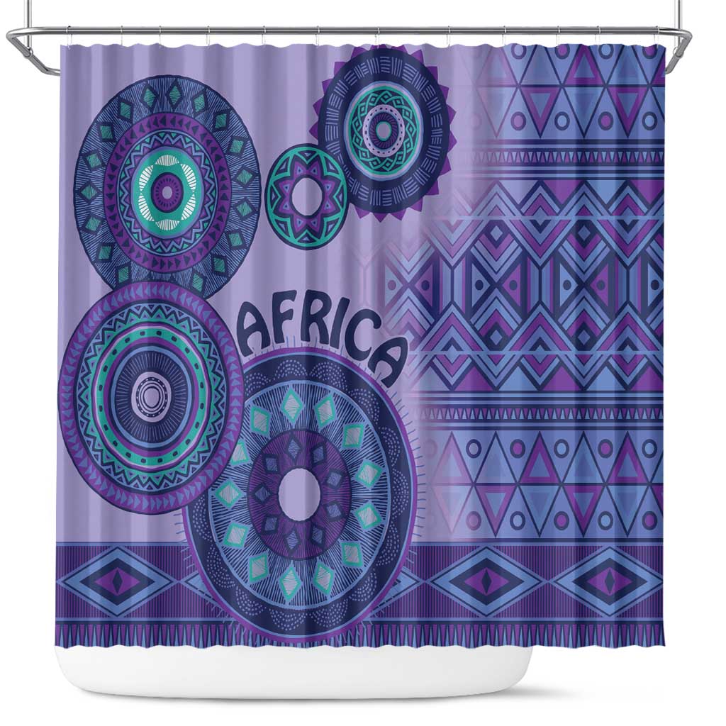 Afro Tribal Traditional Pattern Shower Curtain Purple Motif