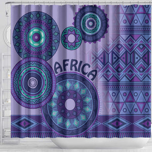 Afro Tribal Traditional Pattern Shower Curtain Purple Motif