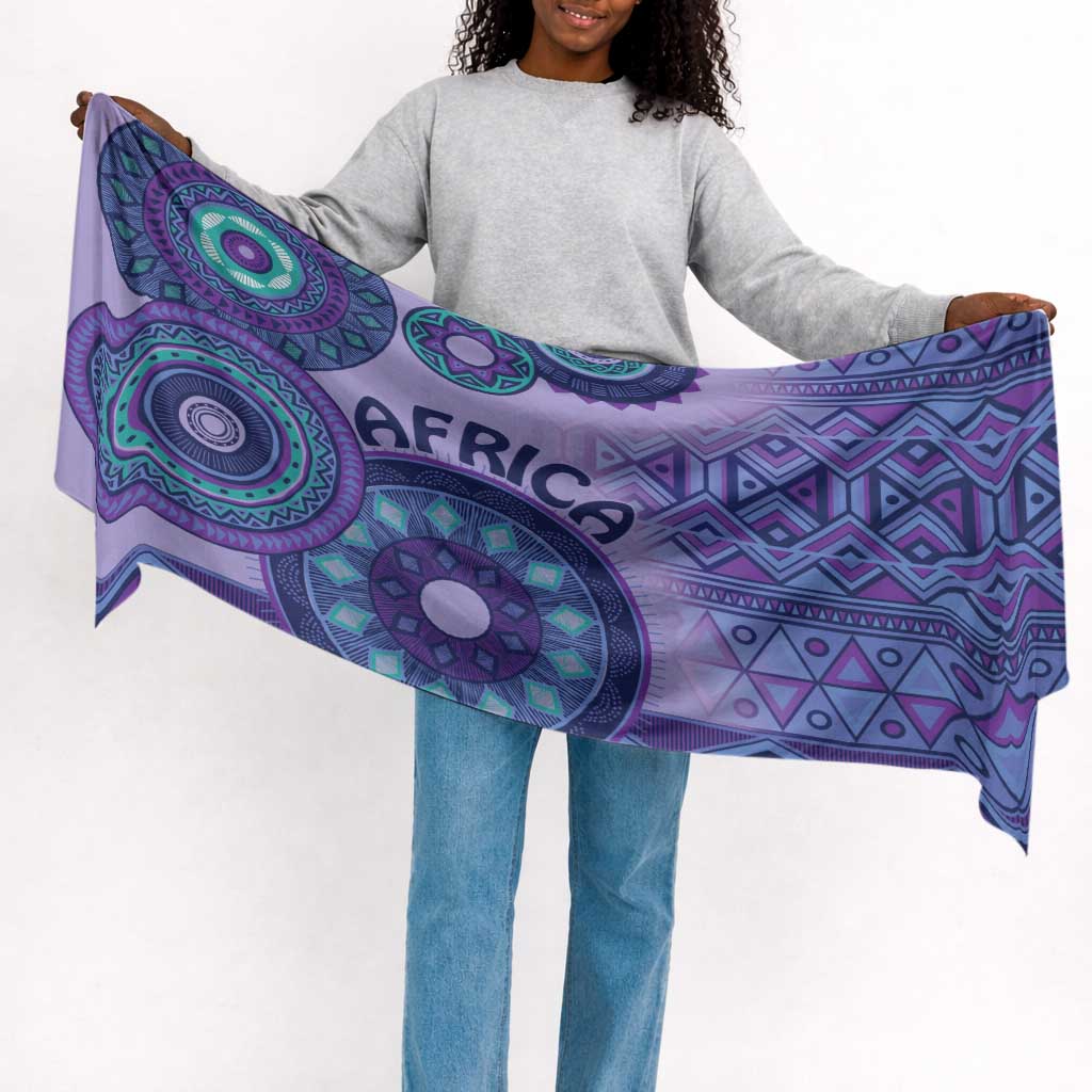 Africa Tribal Traditional Pattern Simple Headwrap Purple Motif