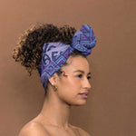 Africa Tribal Traditional Pattern Simple Headwrap Purple Motif