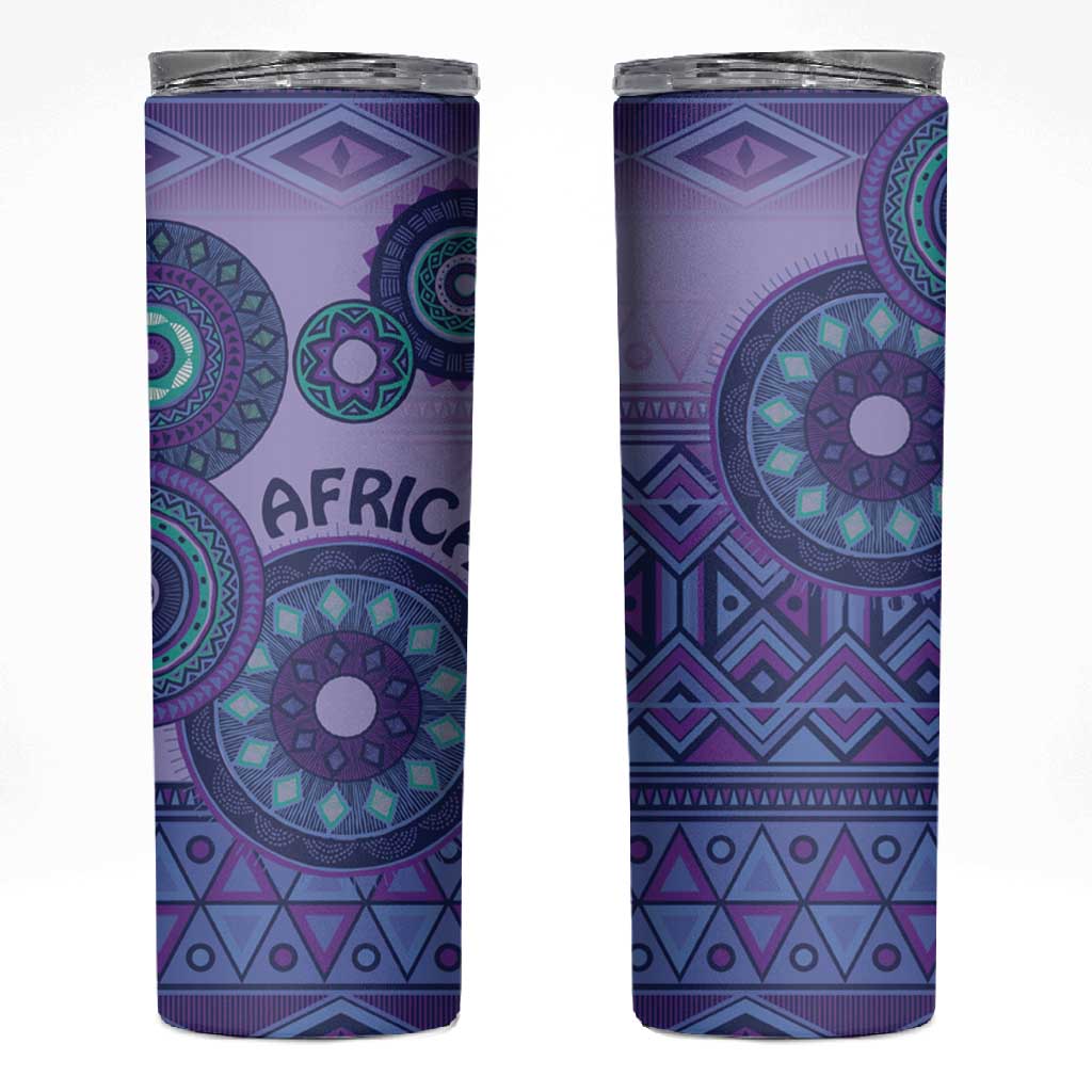 Afro Tribal Traditional Pattern Skinny Tumbler Purple Motif